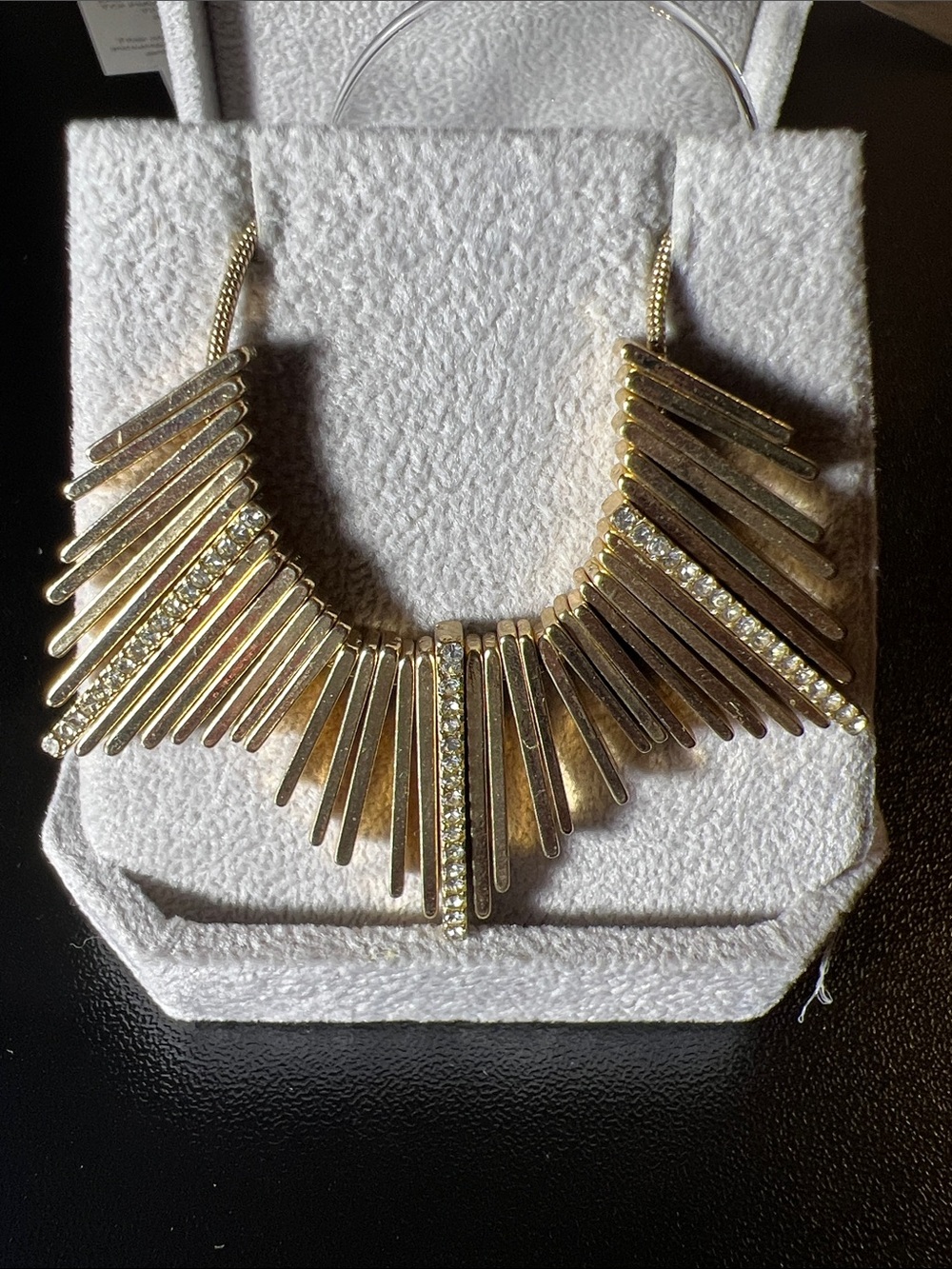 Gold Fringe Crystal Collar Necklace